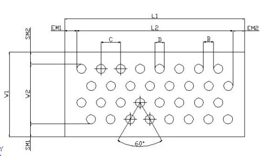 Round holes in a staggered pattern